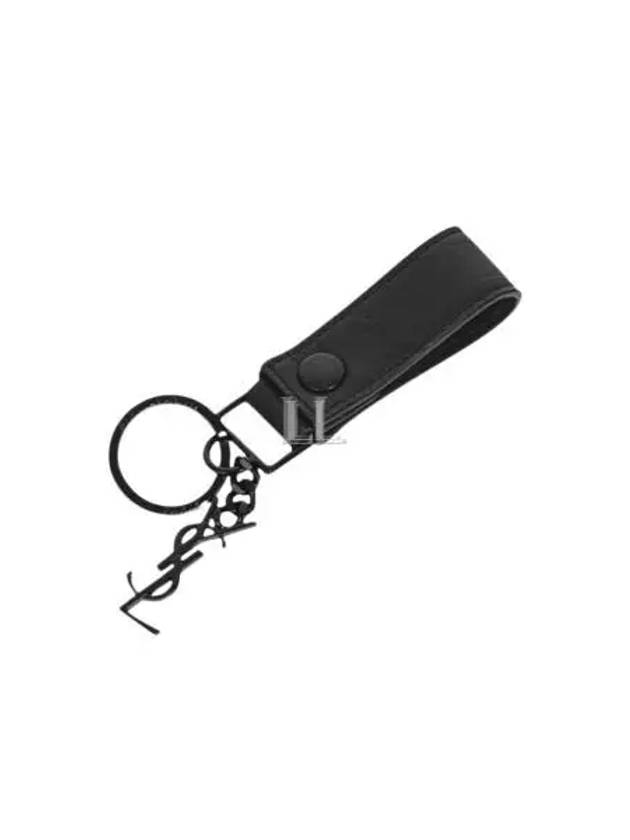Luxury Saint Laurent Trending 2026 Monogram Logo Crocodile Leather Key Holder Black