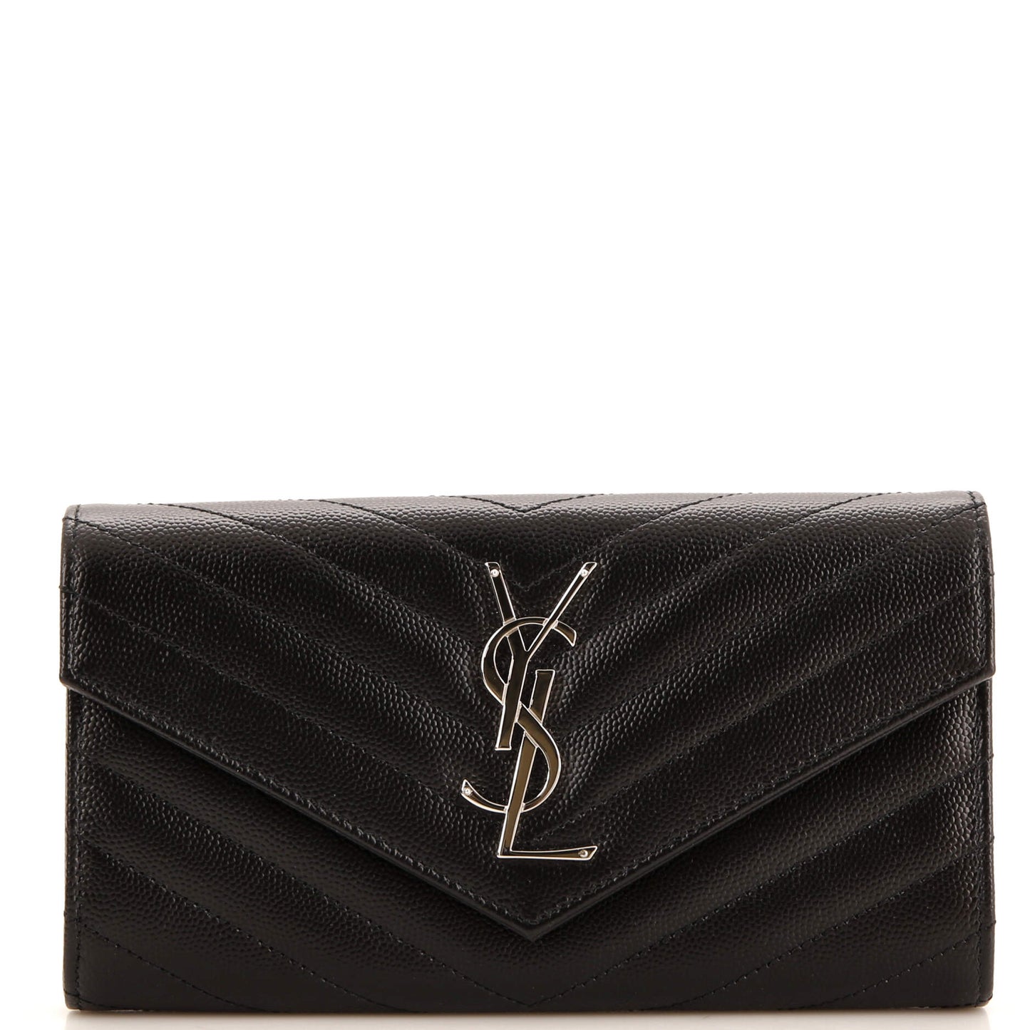 Luxury Saint Laurent Trending 2026 Classic Monogram Flap Wallet Matelasse Chevron Leather Large