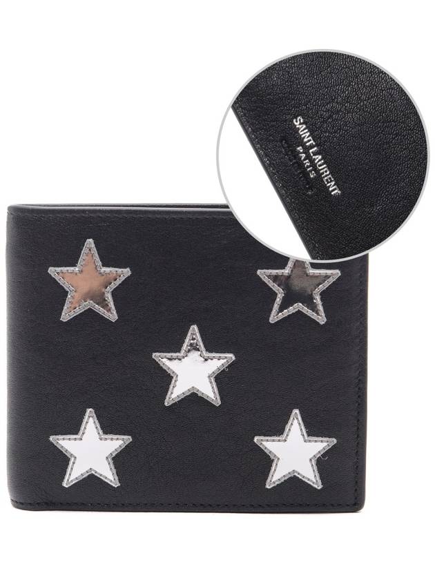 Luxury Saint Laurent Trending 2026 Glow Star Patch Half Wallet Black