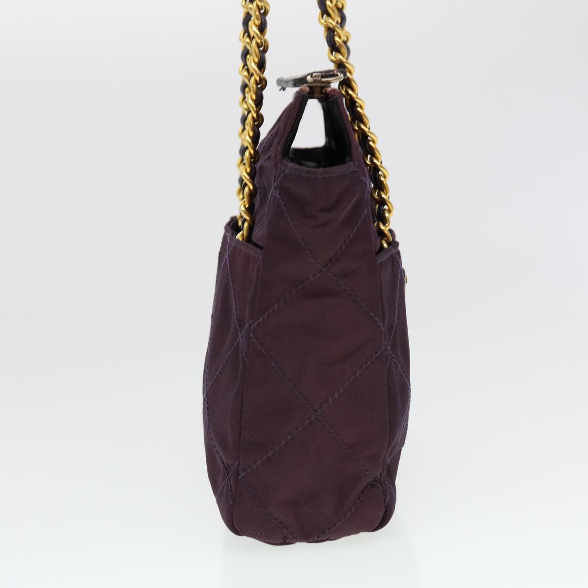 PRADA Chain Shoulder Bag Nylon Purple Auth