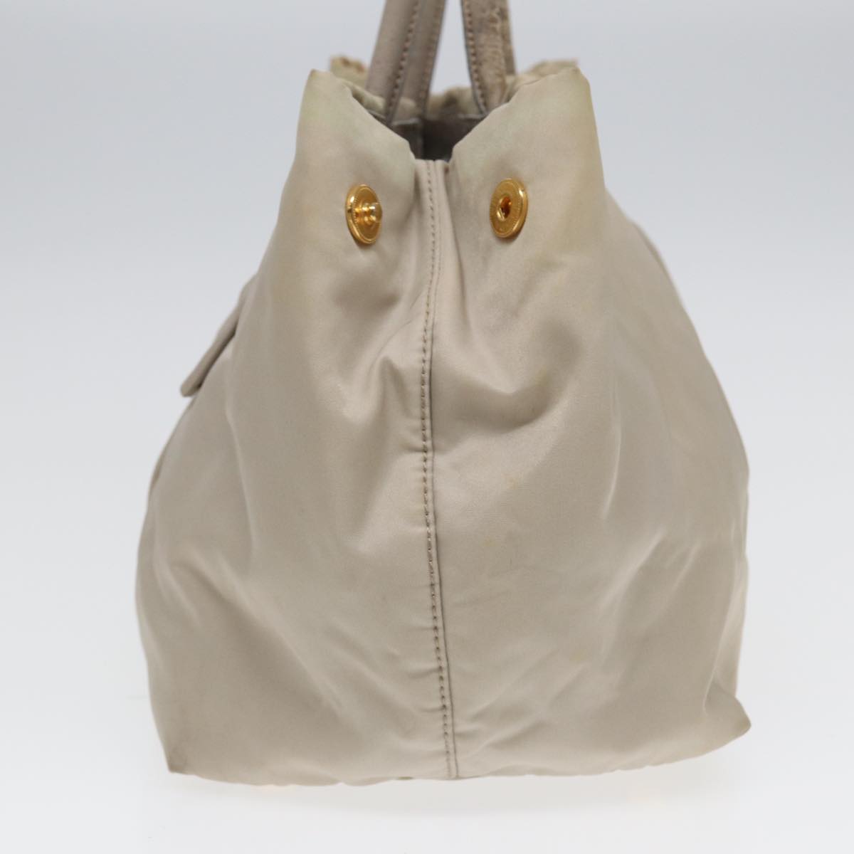 PRADA Hand Bag Nylon Beige Gold Auth