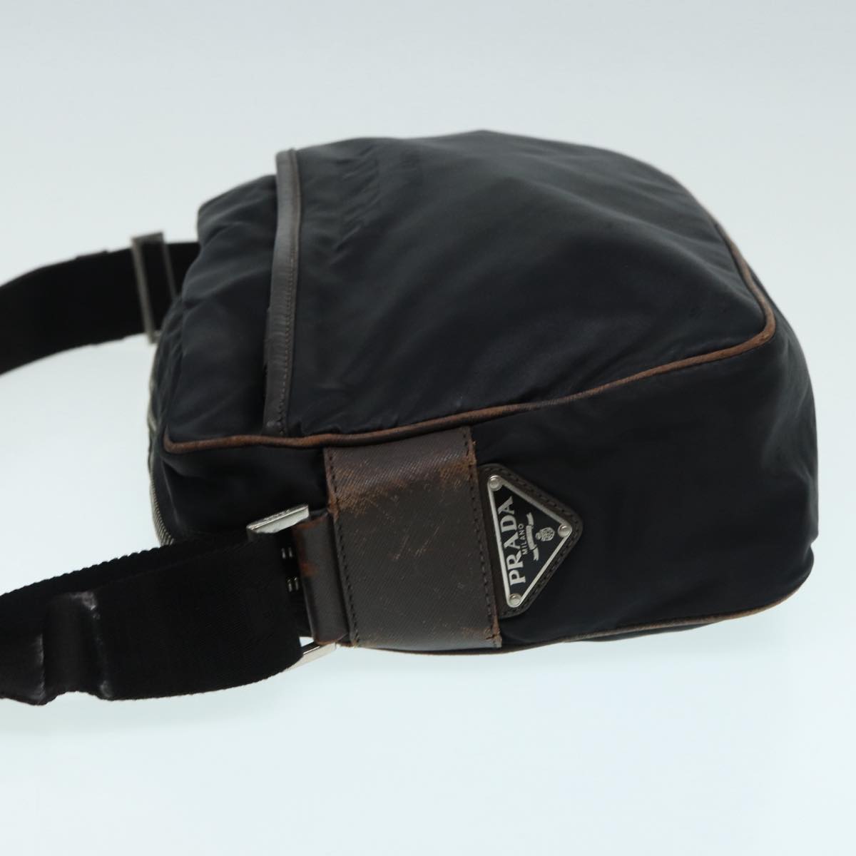 PRADA Shoulder Bag Nylon Black Silver Auth