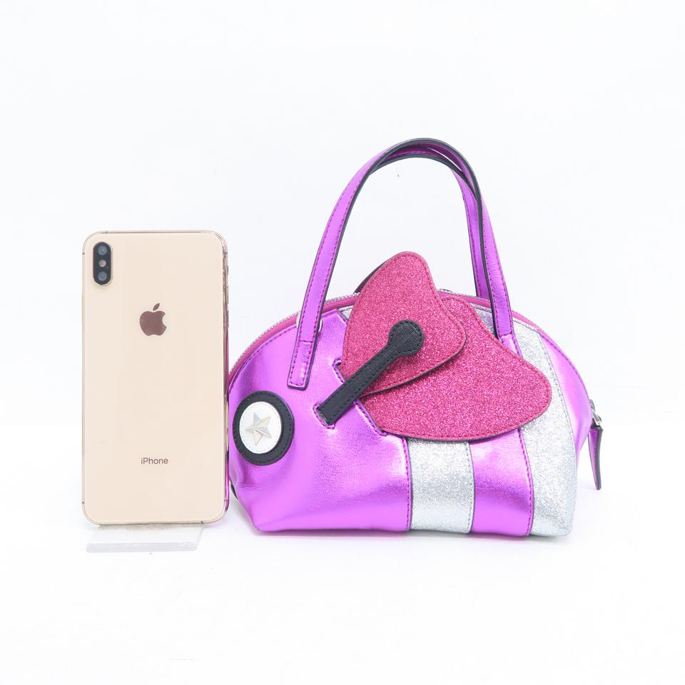Gucci Butterfly Magenta Calfskin Metallic Tote