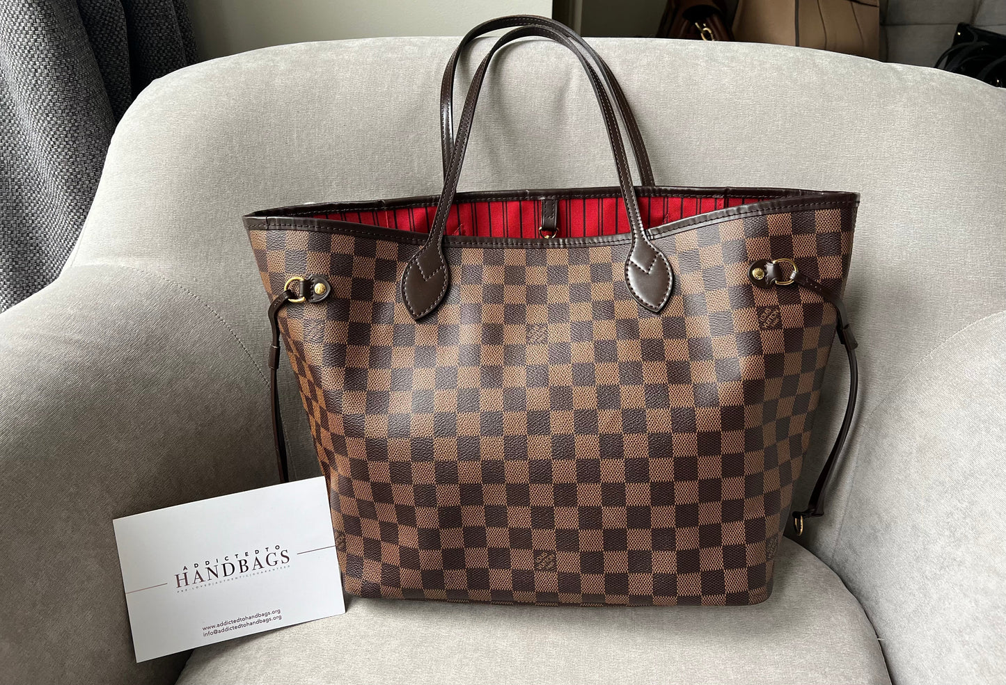 Louis Vuitton Neverfull MM Damier Ebene Cherry Interior (RRP £1,410) Tote