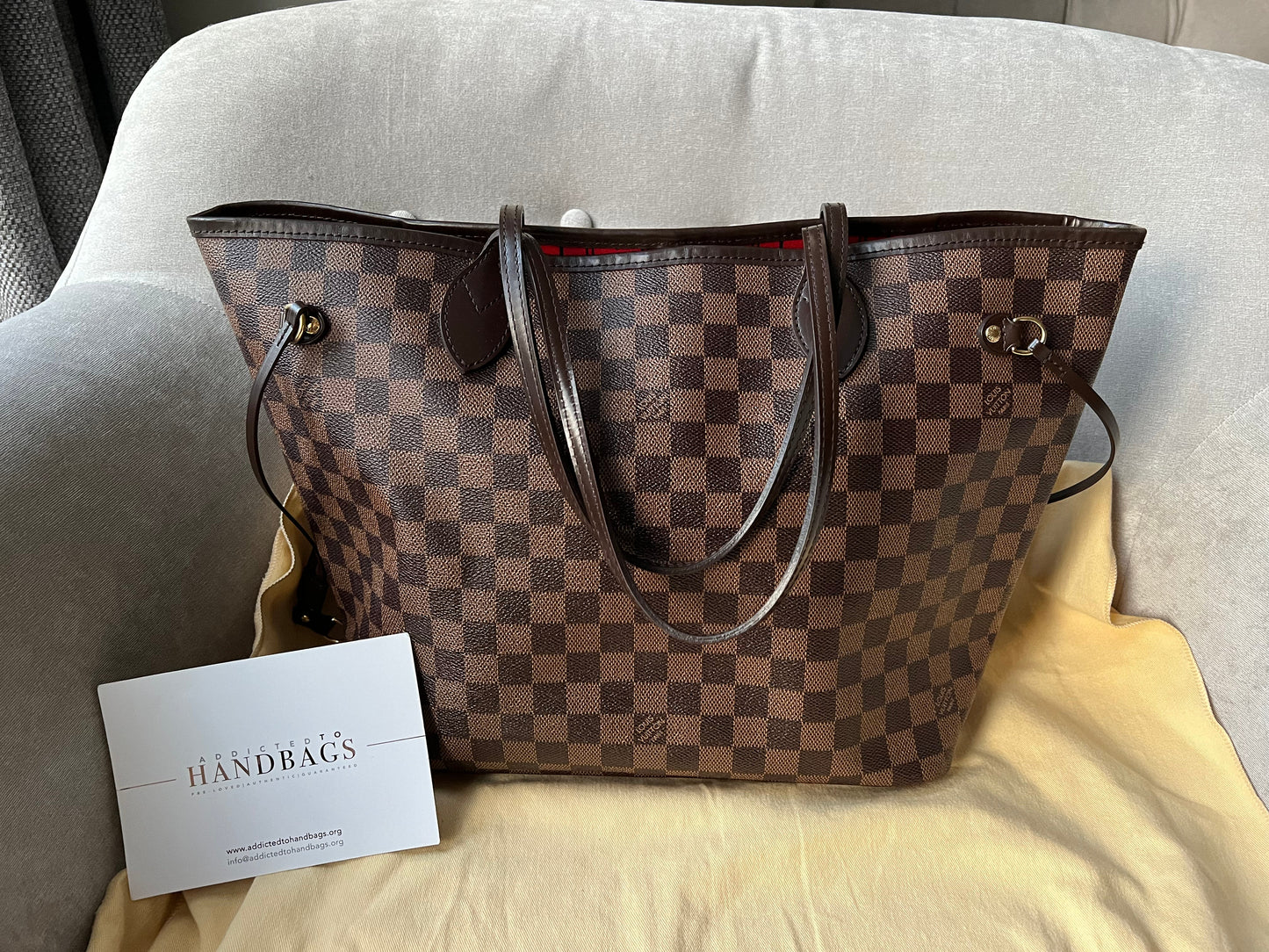 Louis Vuitton Neverfull MM Damier Ebene Cherry Interior (RRP £1,410) Tote
