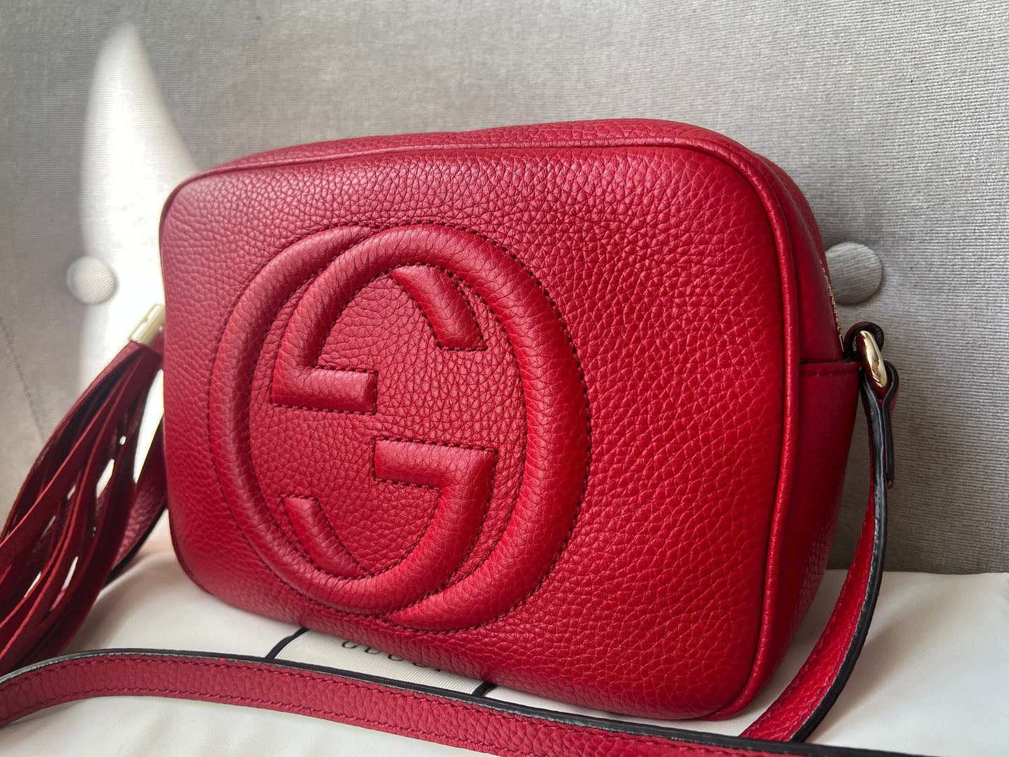 Gucci Soho Red Leather Shoulder Bag Style 9
