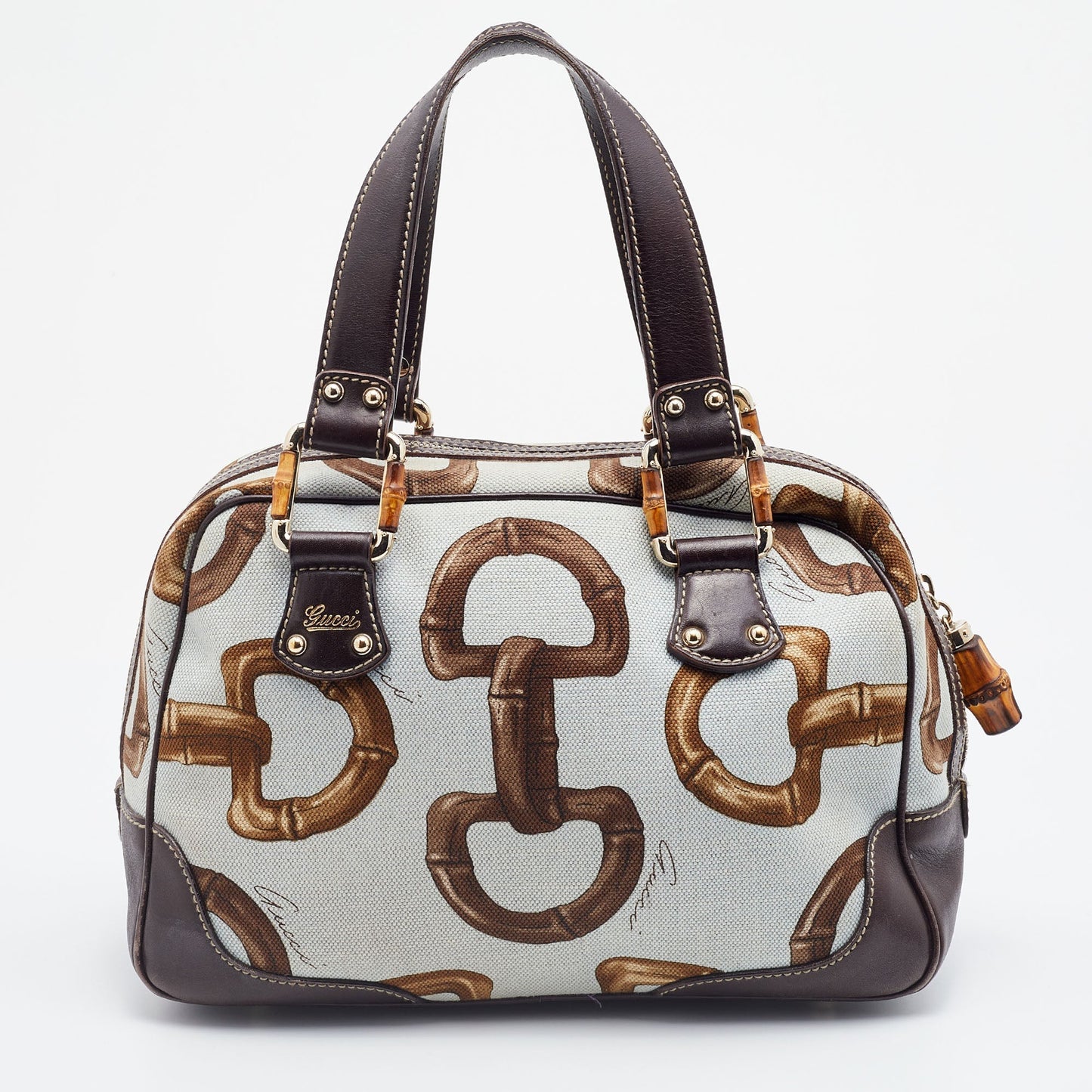 Gucci Lou Leather Canvas Handbag
