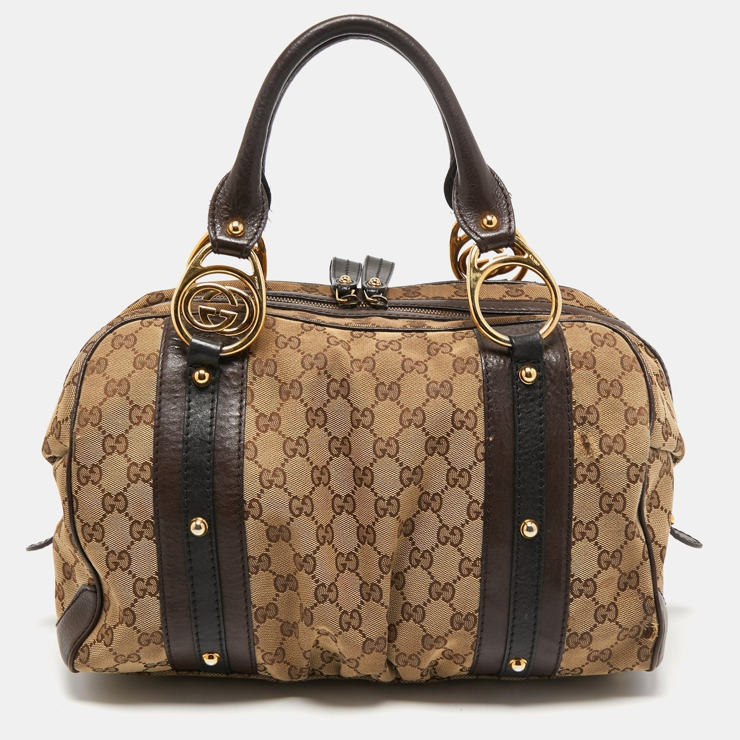 Gucci Lou Leather Canvas Handbag