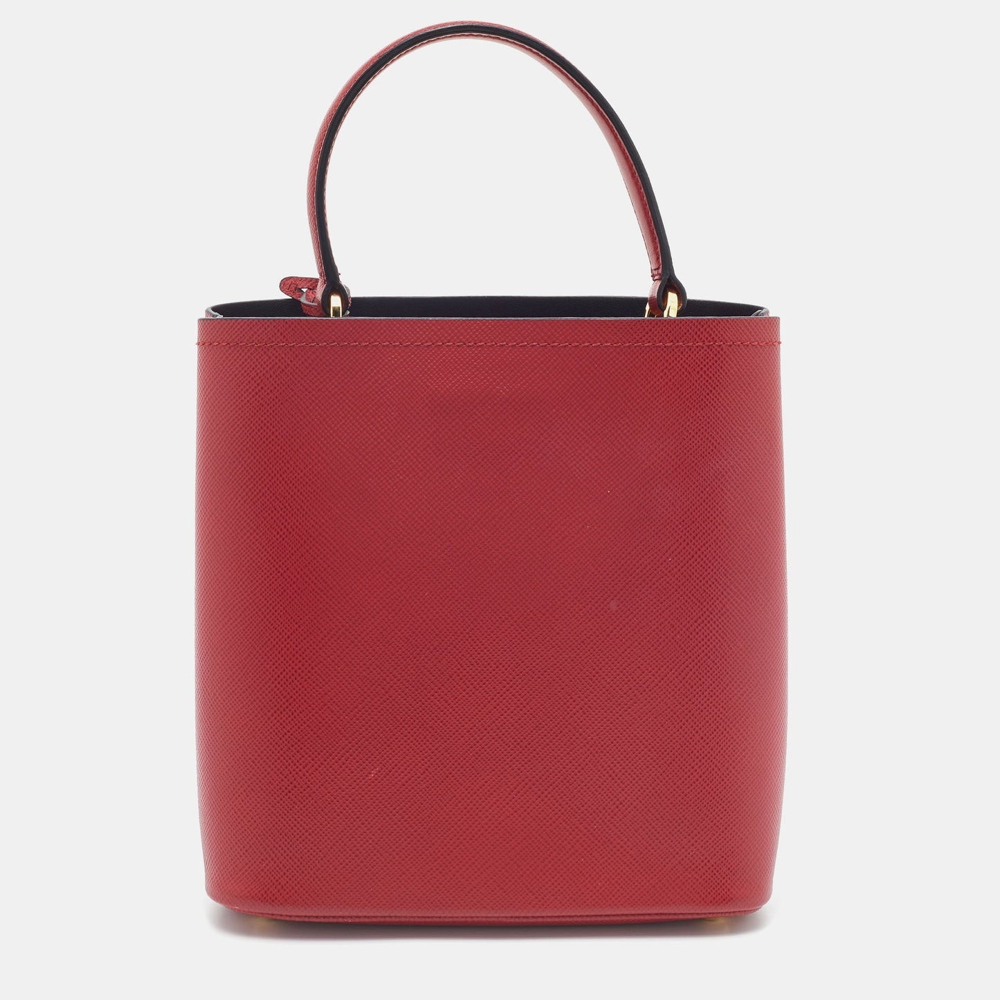 PRADA Red Saffiano Cuir Leather Medium Panier Top Handle Bag