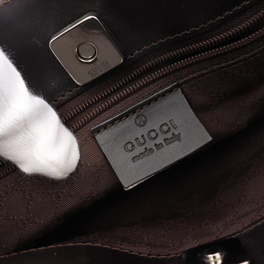 Gucci Monogram Leather Canvas Tote