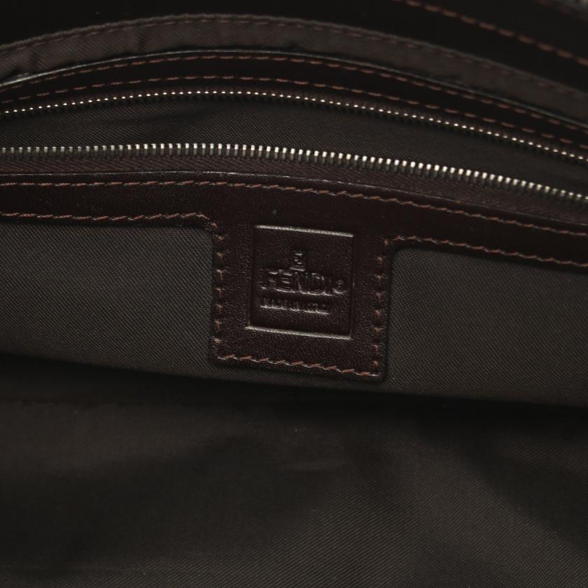 Fendi Zucca One Shoulder Bag Canvas Leather Brown Dark Brown