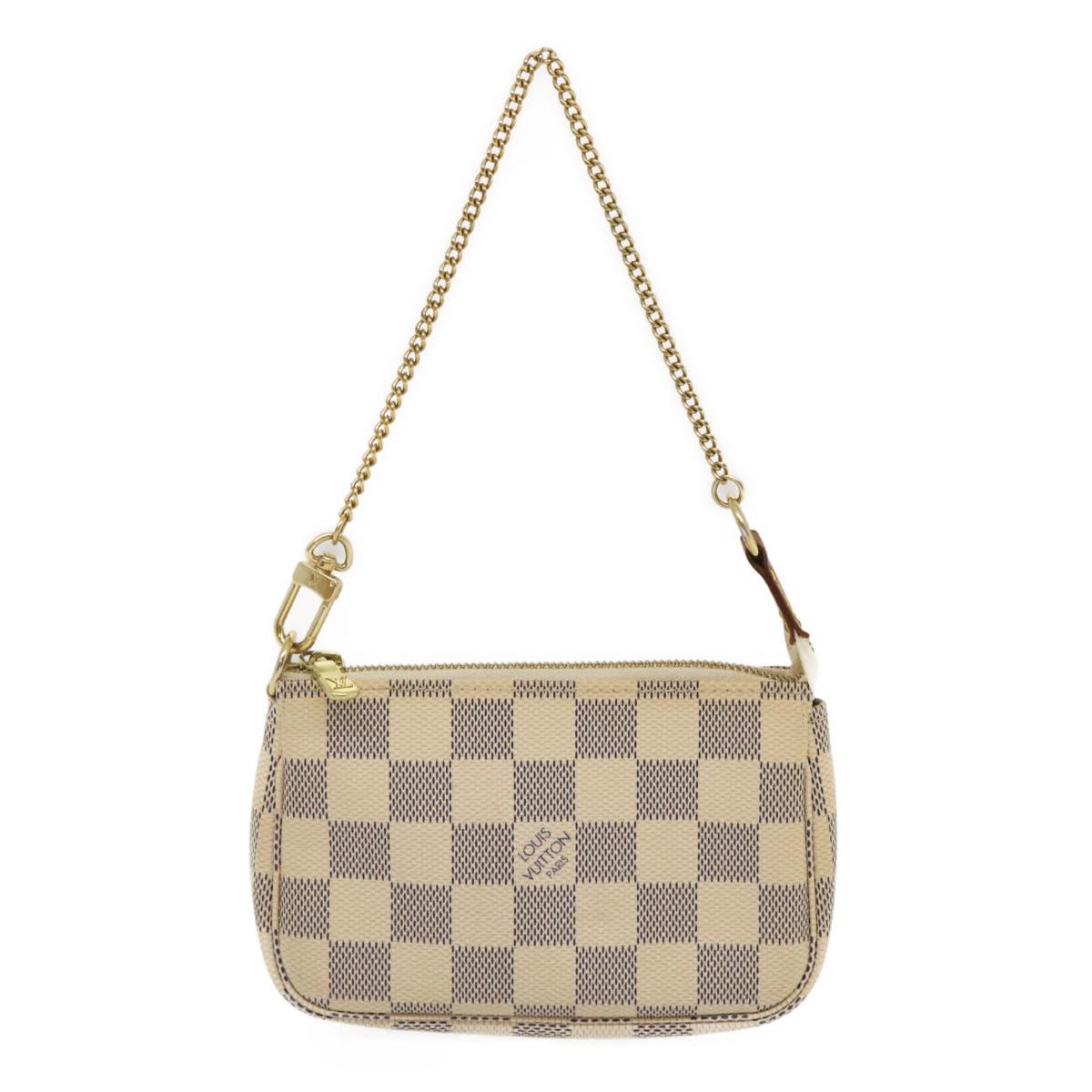LOUIS VUITTON Damier Azur Mini Pochette Accessoires Pouch LV Auth Clutch