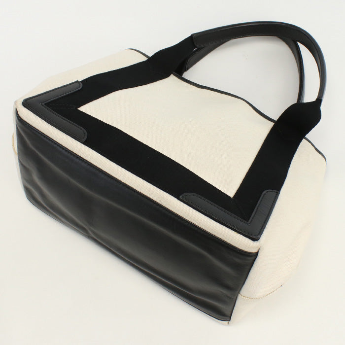 BALENCIAGA 339933 Navy kabas S Tote Bag Sling Bag Handbag canvas white Women