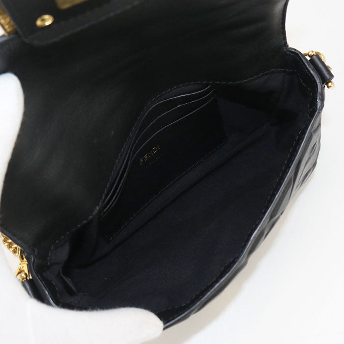 FENDI 8BS017 Shoulder Bag Zucca mamma bucket ChainShoulder Bag leather black Women