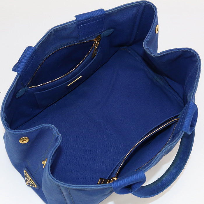 PRADA ZKI Tote Bag Canapa canvas blue Women