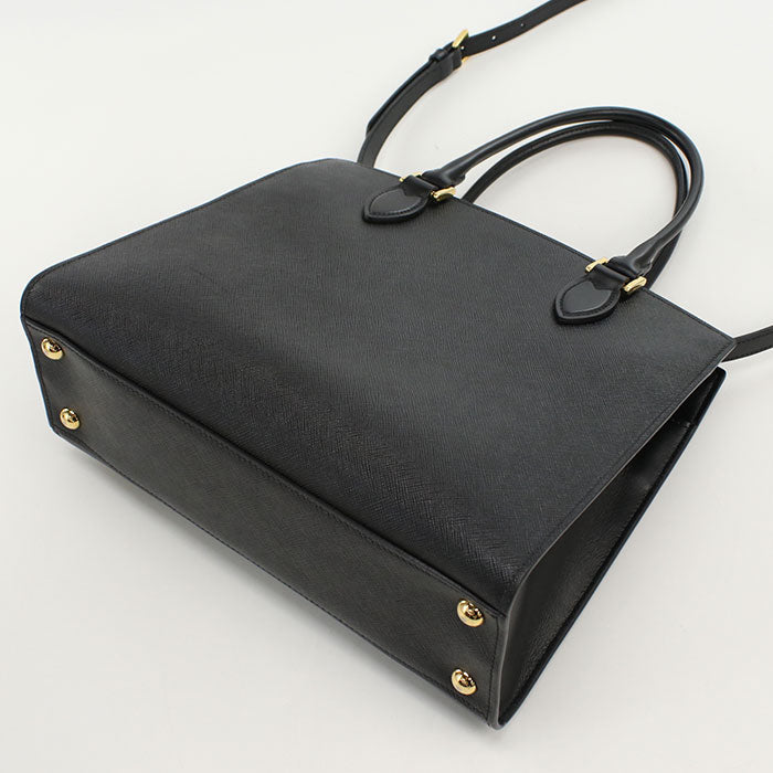 PRADA handbag shoulder bag Saffiano leather Black Women