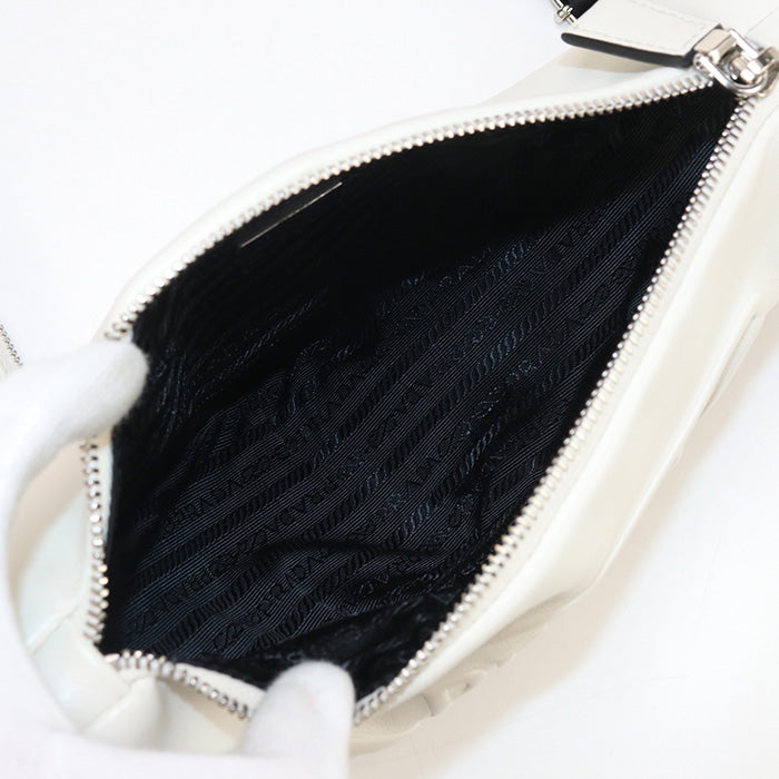 PRADA Shoulder Bag Embossed logo leather white mens(unisex)