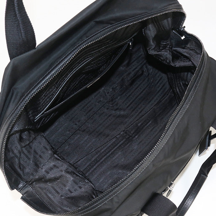 PRADA Boston bag Safiano Duffel Bag/Travel Bag Nylon, leather black mens(unisex)