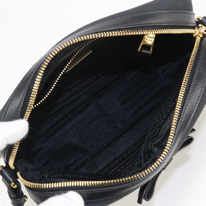 PRADA UCW Logo jacquard Diagonal Shoulder Bag black Women
