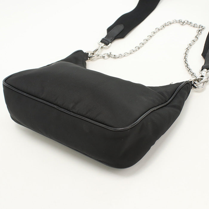 PRADA Shoulder Bag/2WAYChainShoulder Bag Recycled nylon black Women