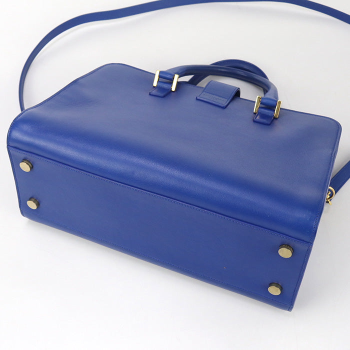 SAINT LAURENT 357395 Handbag Monogram Kabas handbag leather blue Women