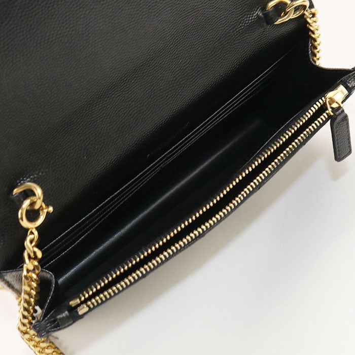 SAINT LAURENT 393953 envelope Cassandra Chain wallet Calfskin black Women