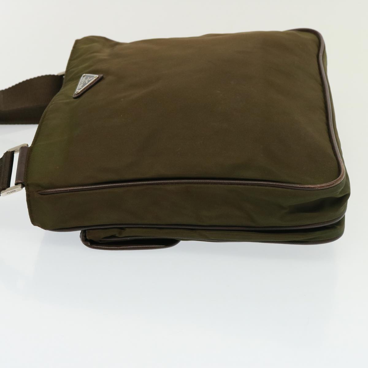 PRADA Shoulder Bag Enamel Khaki Brown Auth