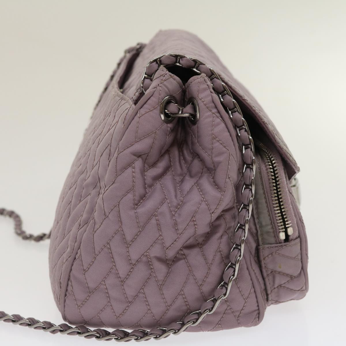 Prada Chain Shoulder Bag Quilted Nylon Purple