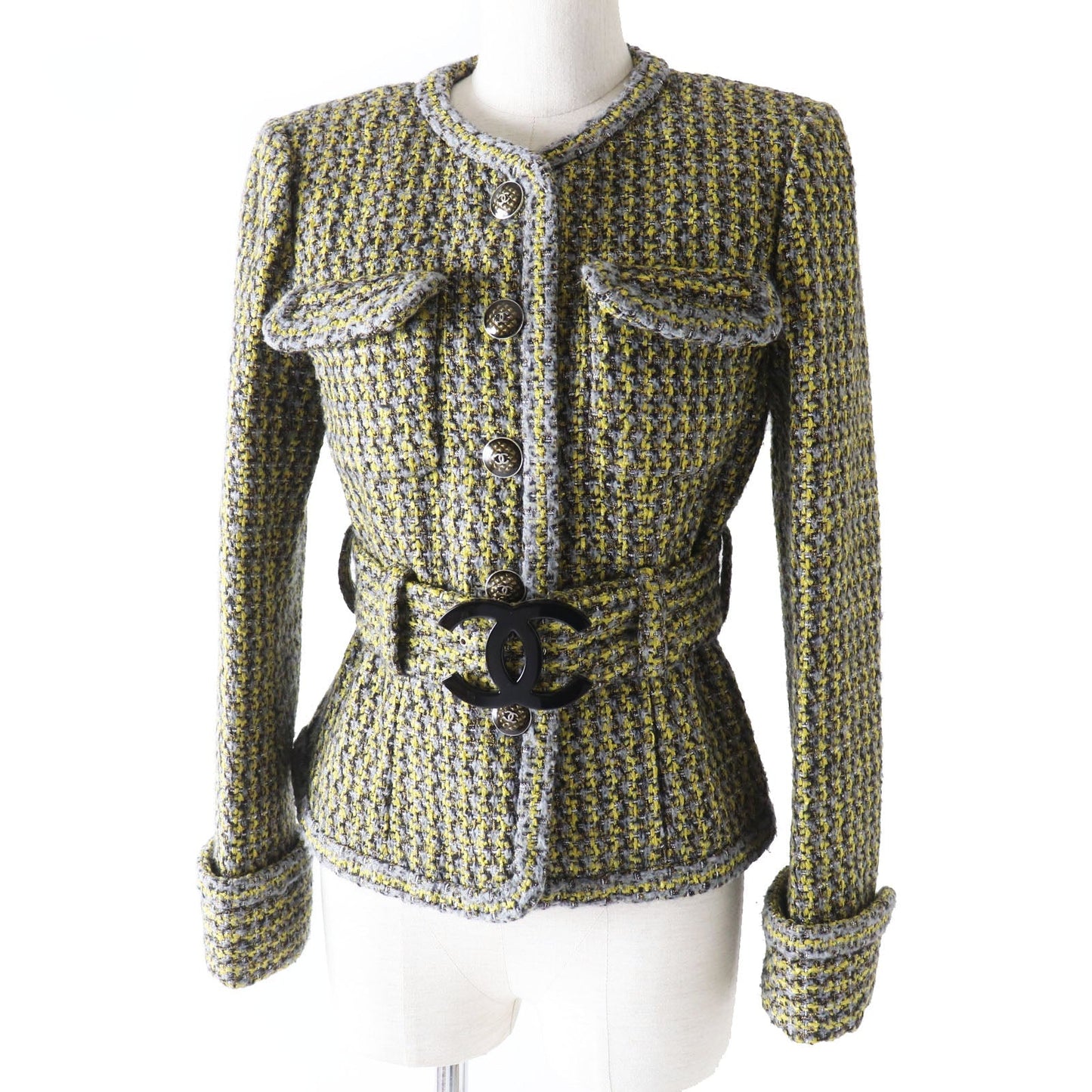 Chanel Coat with COCO Mark Buttons Classic Flap Tote