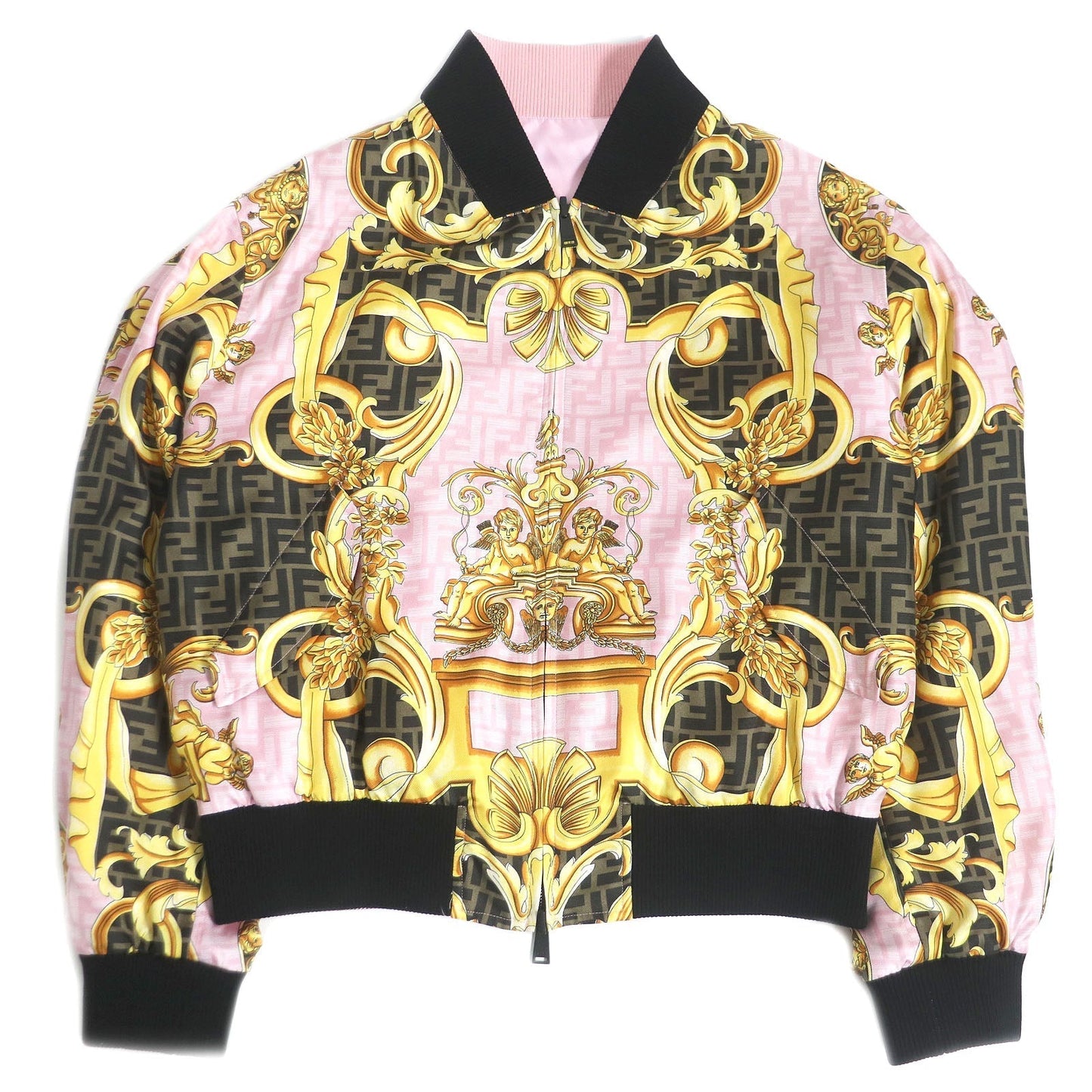 FENDI Blouson FW1091 Main: 100% silk, part: 90% cotton, part: 8% nylon, part: 2% elastane (polyurethane) Pink type mens 48