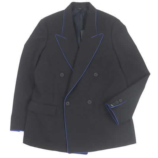 FENDI tailored jacket FJ0641 Outer: 97% wool, Outer: 3% polyester, Lining: 100% cupra black Double-breasted Gabardine Blazer mens 48