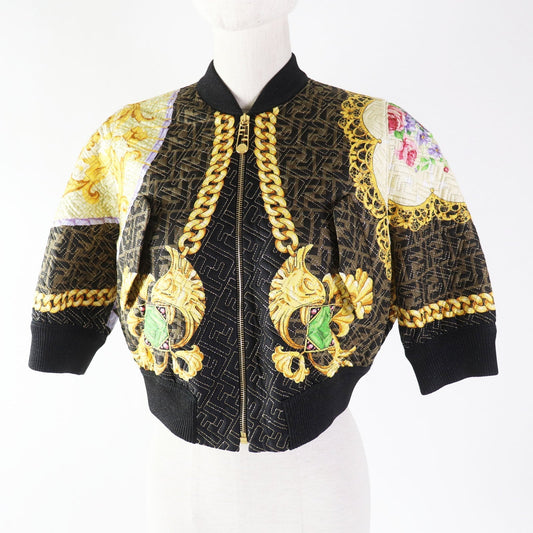 FENDI Blouson FJ7258 Outer: 100% silk, Filling: 69% polyester, Filling: 27% nylon, Filling: 4% polyurethane, Lining: 100% silk Black type Multi Women 40