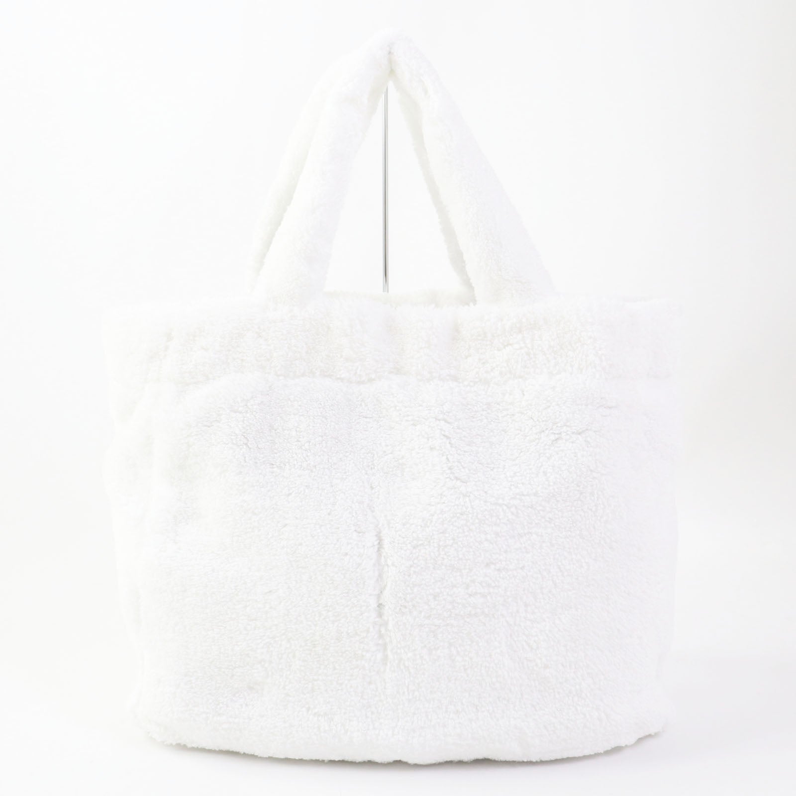 PRADA Tote Bag Terry (pile fabric) White Black , BIANCO NERO SPUGNA Women