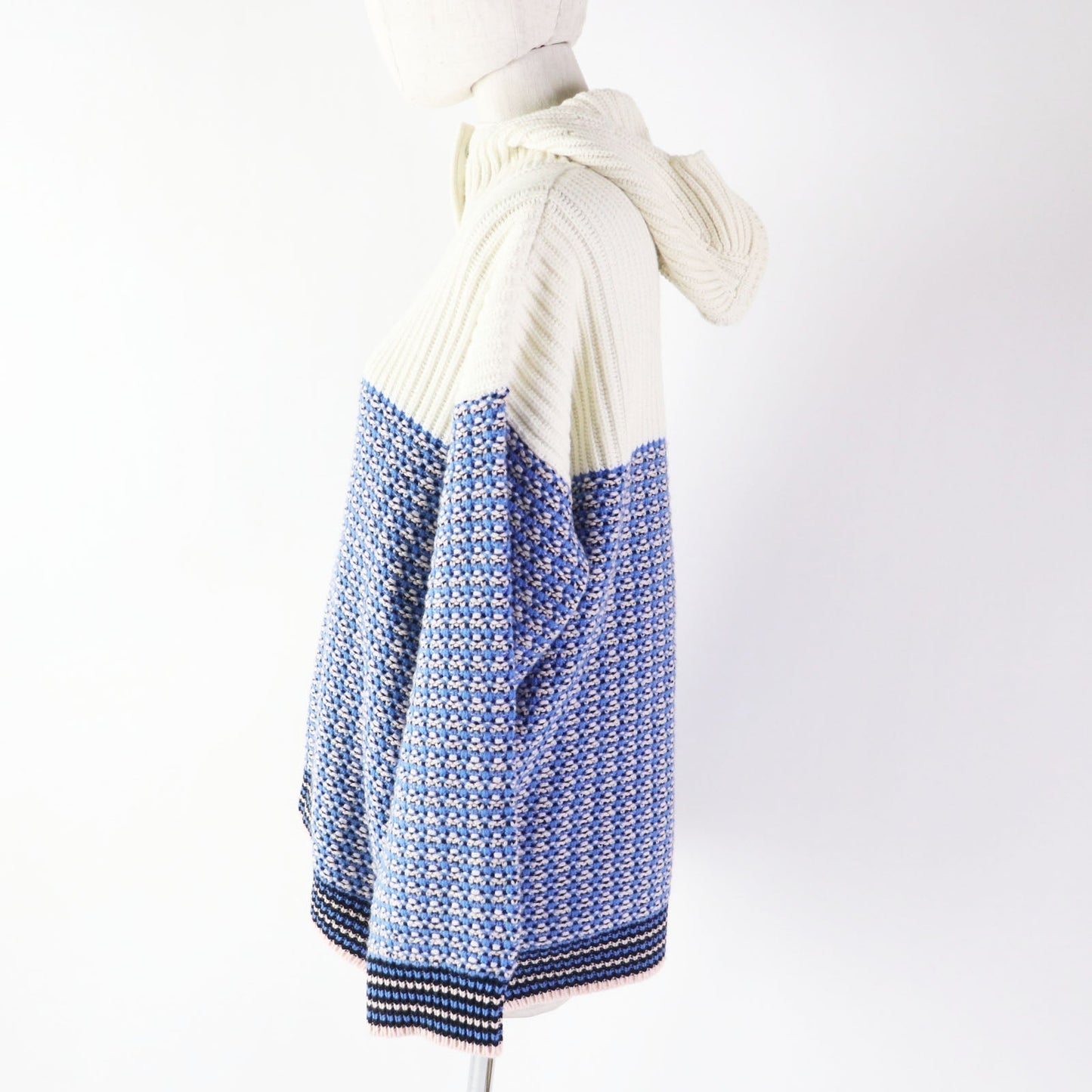 FENDI Hoodie FZY731 Main: 70% wool, Main: 30% cashmere Blue white Women 38