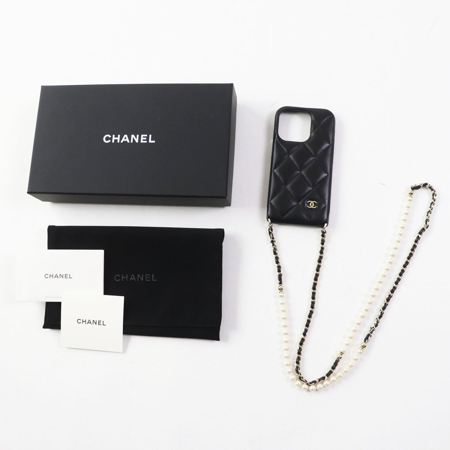 Chanel Matrasse iPhone 14 Pro Case Black Classic Flap Tote