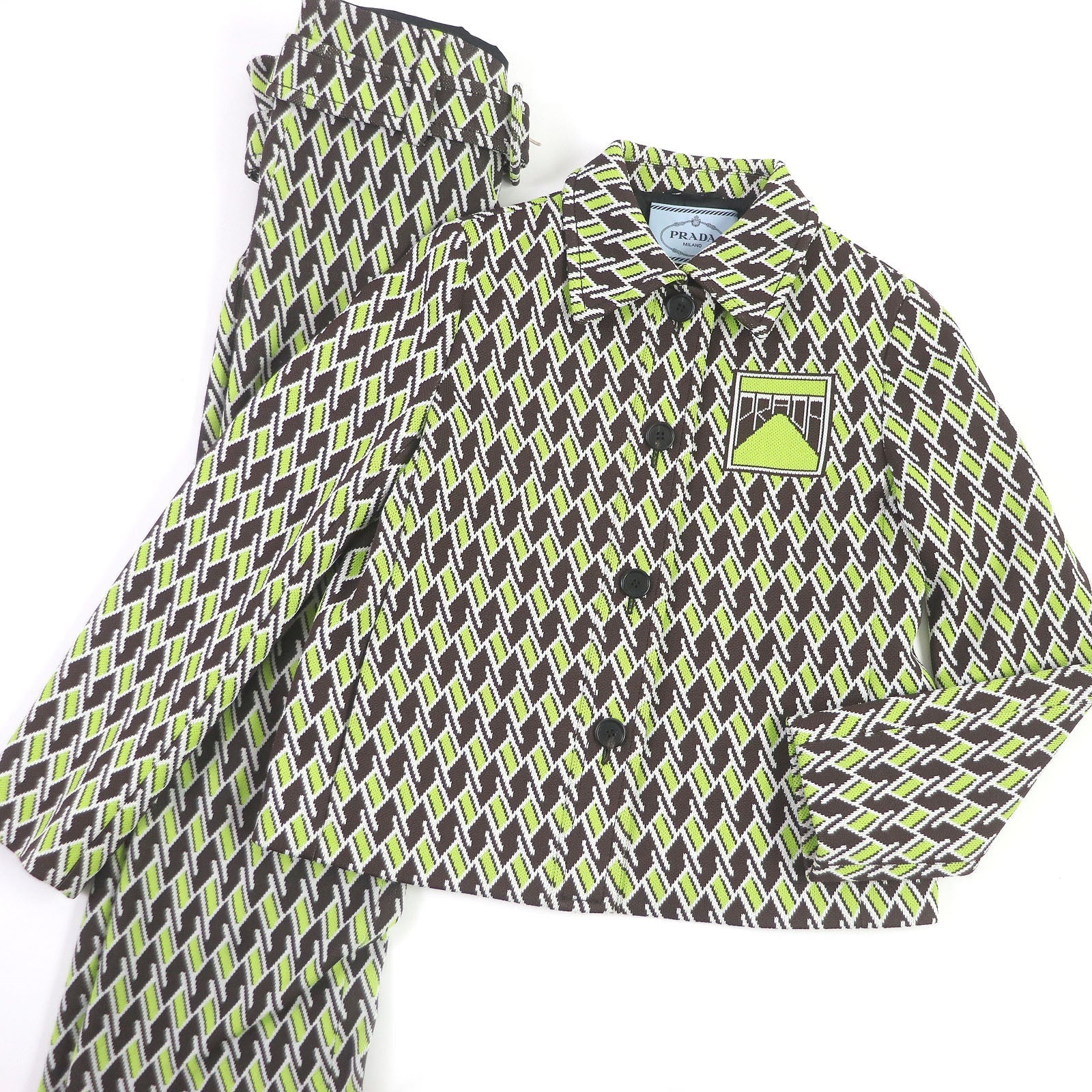 PRADA setup P567GI/P282BH Main: 100% polyester, Lining: 100% rayon Green Brown type Women 38