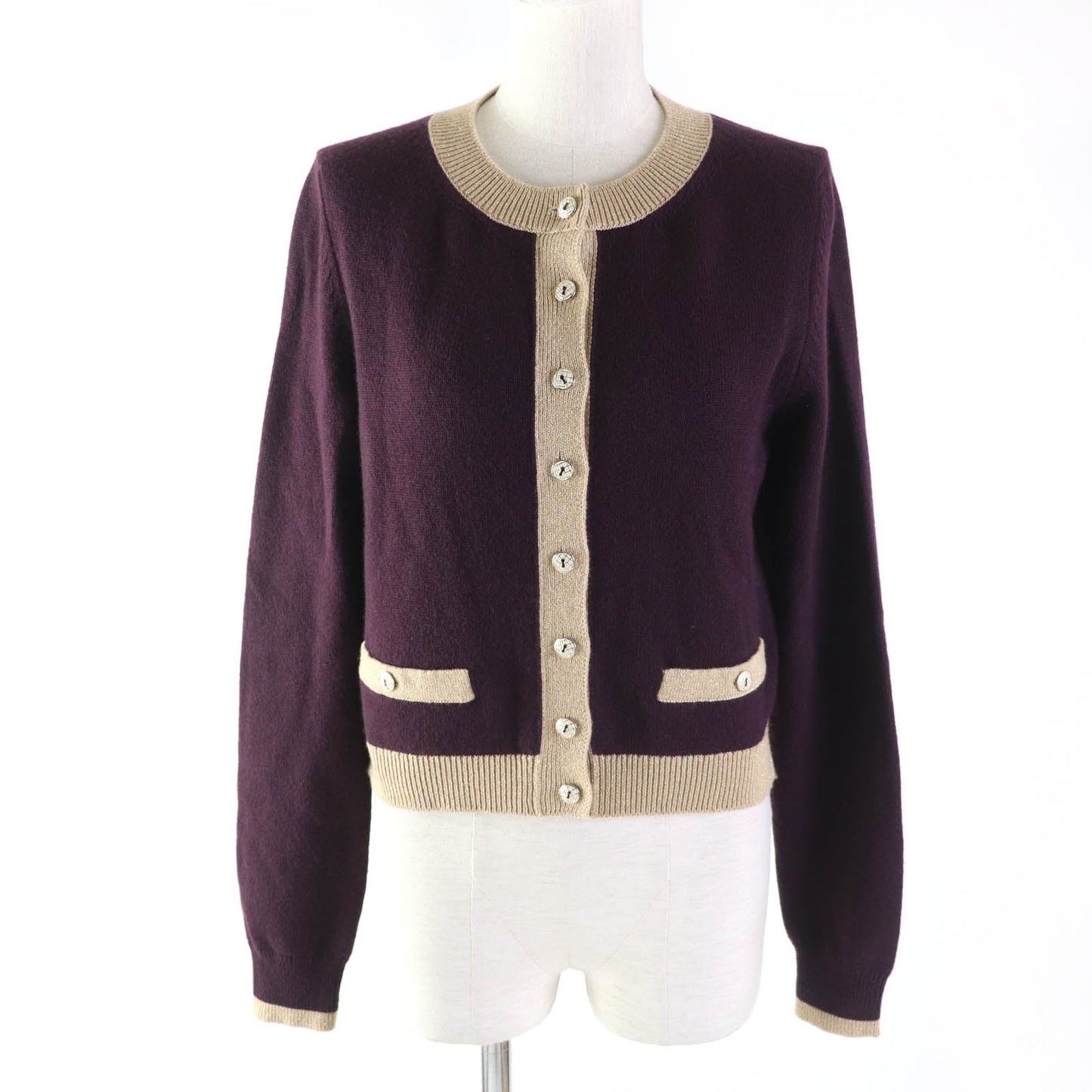 Chanel Cashmere Polyester Cardigan 38 Women Classic Flap Tote