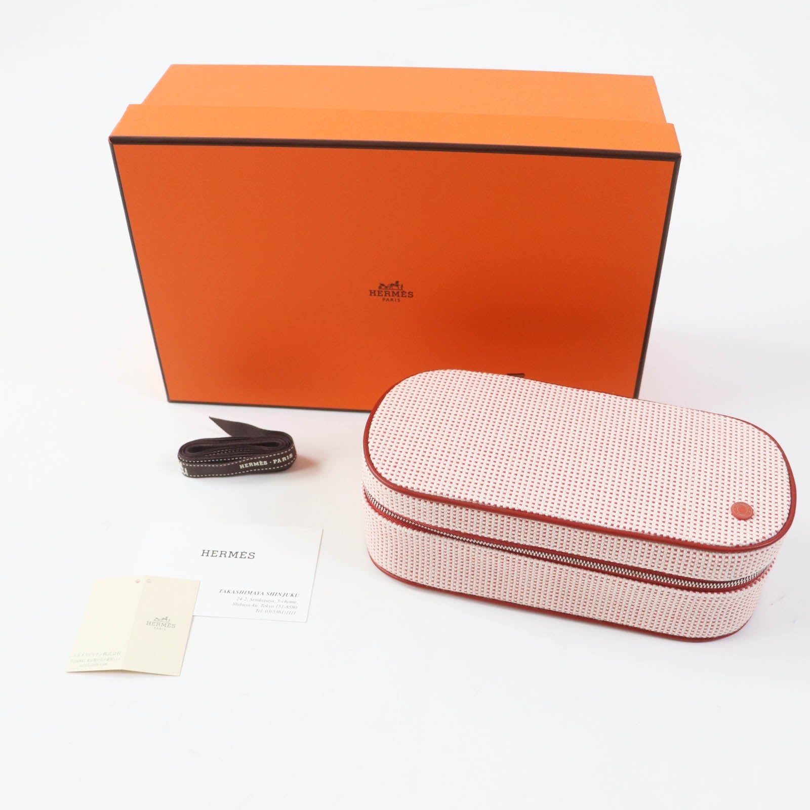 HERMES Cosmetics Pouch 100% cotton Other: 92% cotton, 8% polyurethane Orange red Escal Women