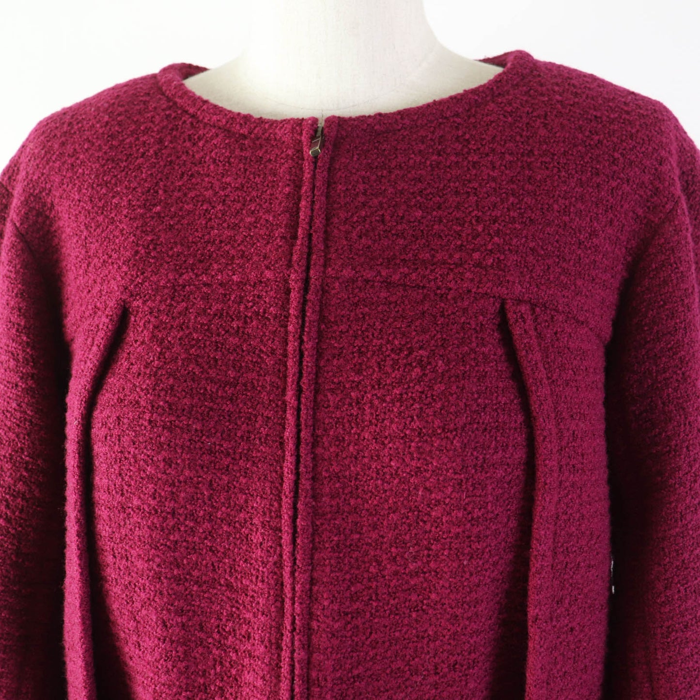 Chanel Tweed Zip-Up Collarless Jacket Purple Classic Flap Tote