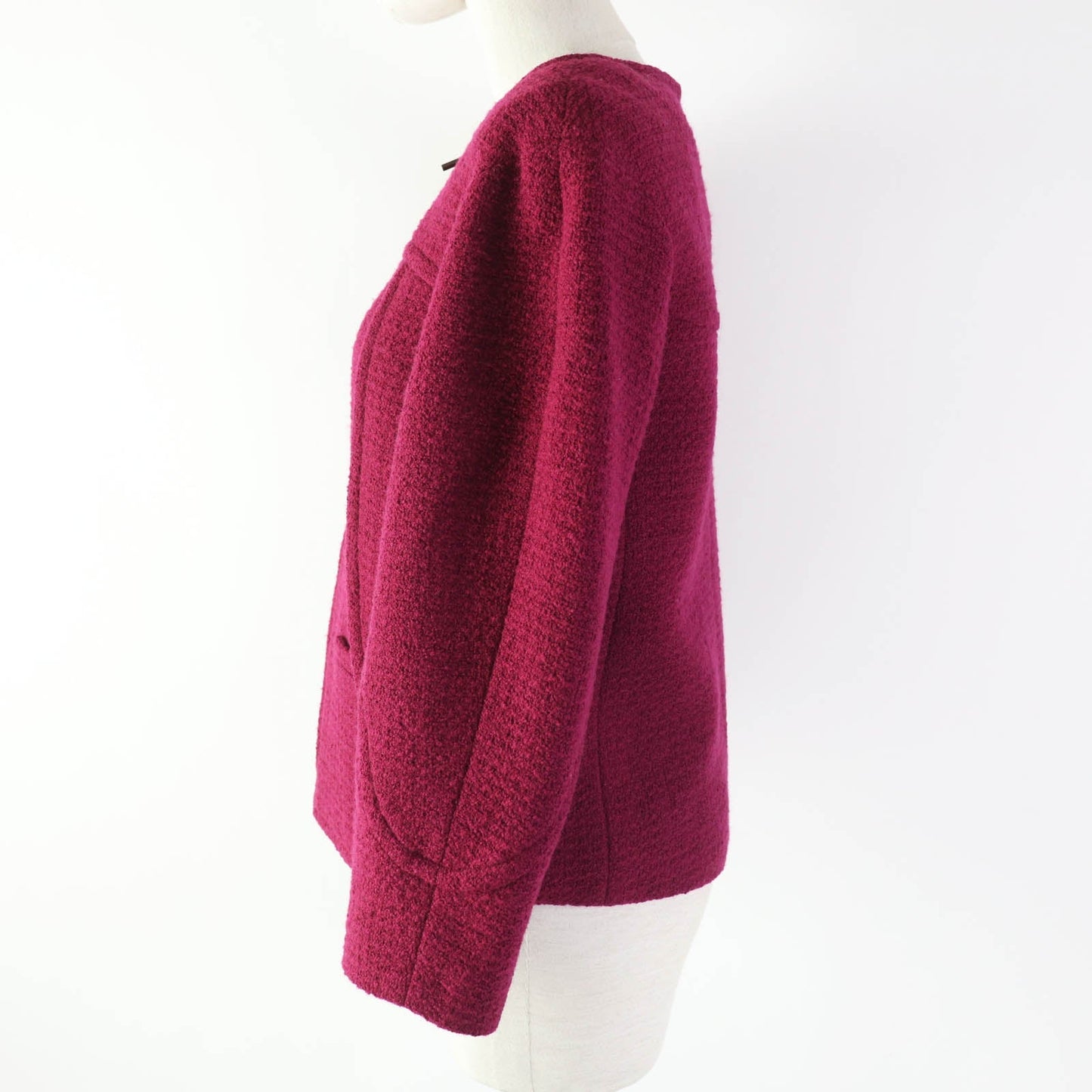 Chanel Tweed Zip-Up Collarless Jacket Purple Classic Flap Tote