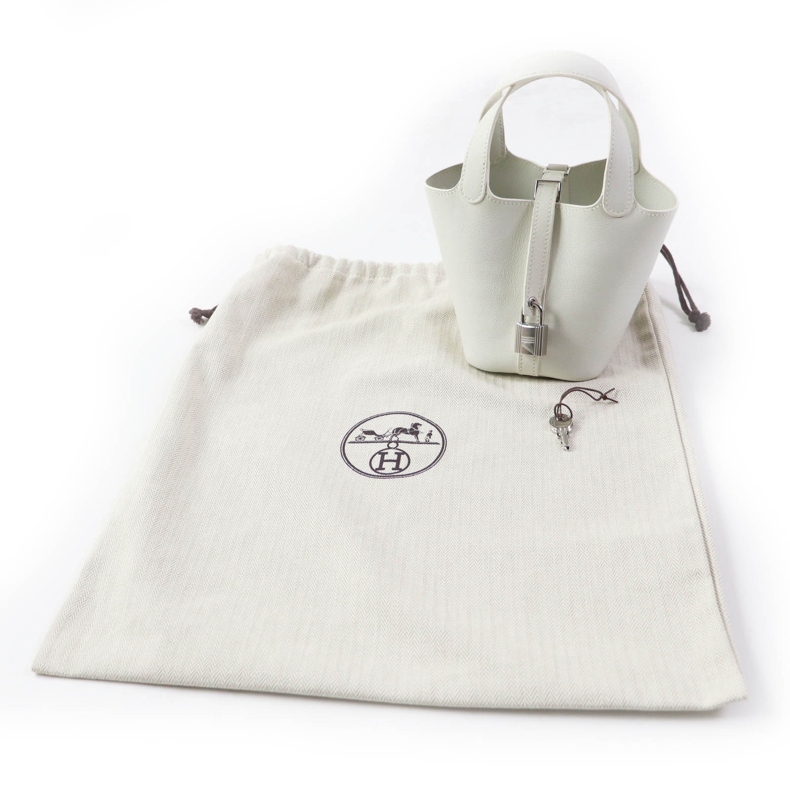 HERMES Handbag Swift, Palladium Metal white picotanlock micro Women