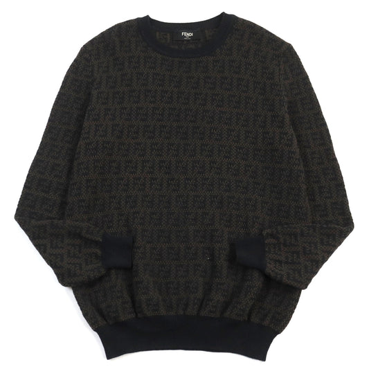 FENDI knit FZX034 AKFS Main: 54% wool, Main: 39% cotton, Main: 7% cashmere Brown black GIROCOLLO FF DETAIL KNIT mens 54