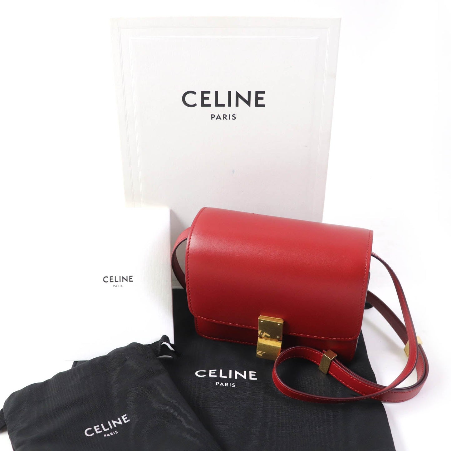 CELINE Shoulder Bag 189183DLS Main: Leather Red CLASSIC BOX Small Classic Box Small Women
