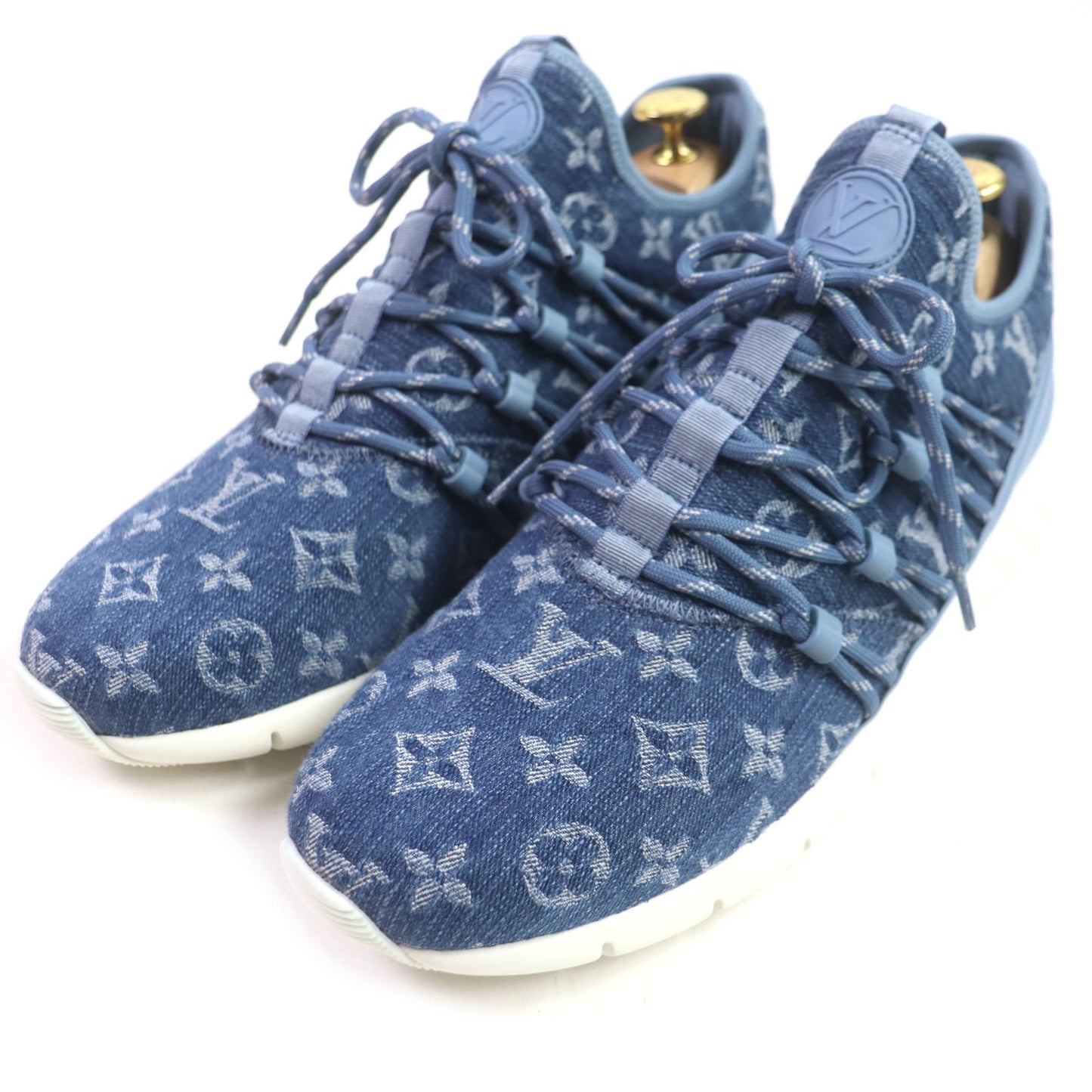 LOUIS VUITTON Low cut sneakers Monogram denim blue Fast lane line mens 6.5