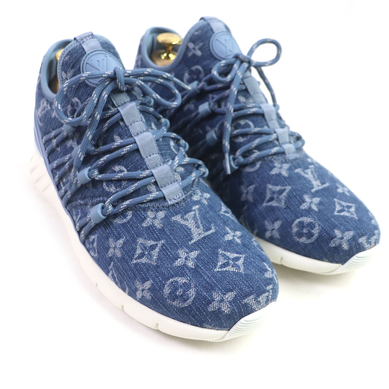 LOUIS VUITTON Low cut sneakers Monogram denim blue Fast lane line mens 6.5