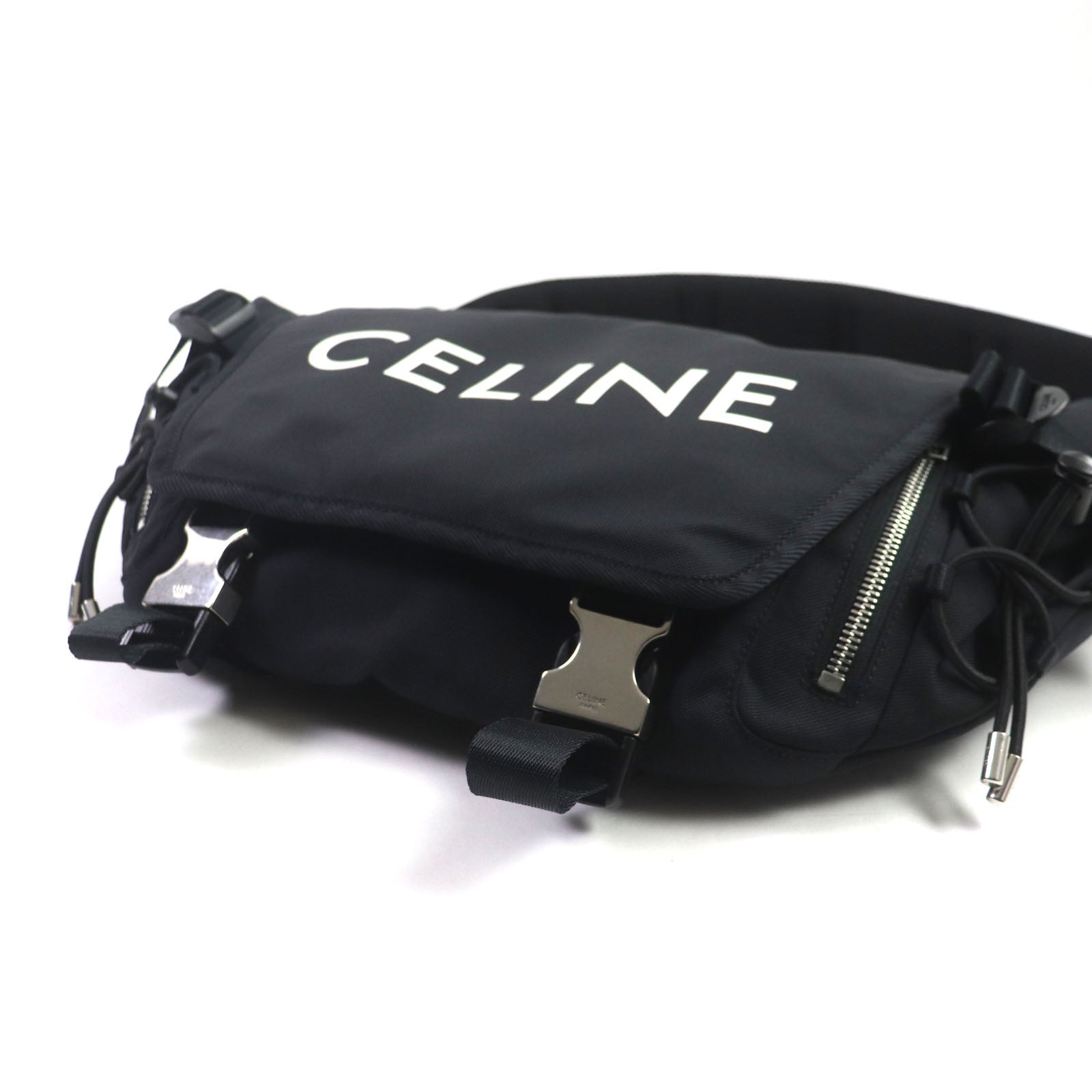 CELINE Sling bag Nylon black Medium Trekking Messenger mens Secondhand