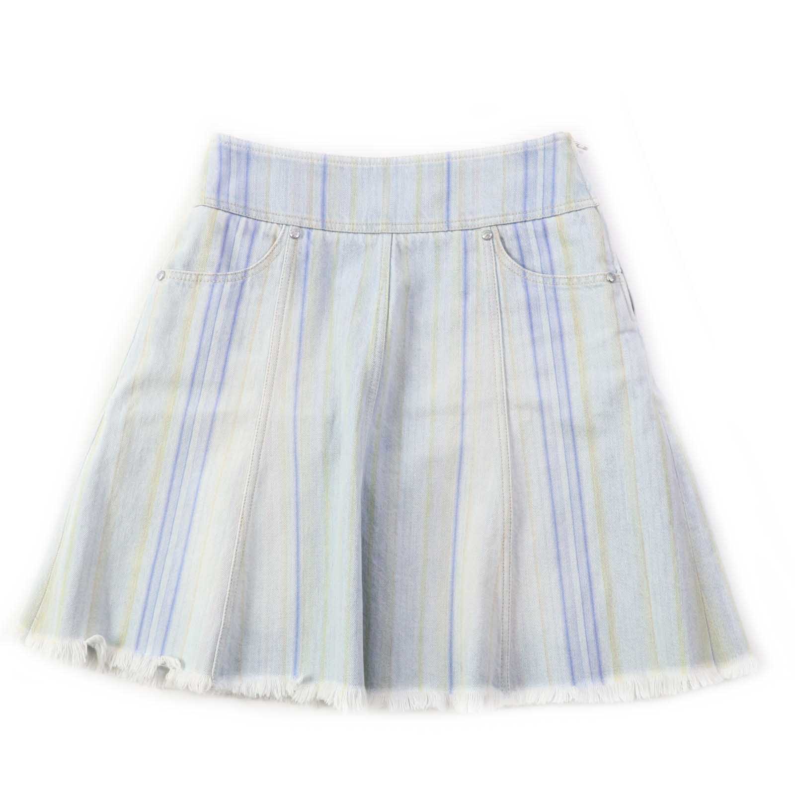 Chanel Stripe Skirt Light Blue 34 Classic Flap Tote