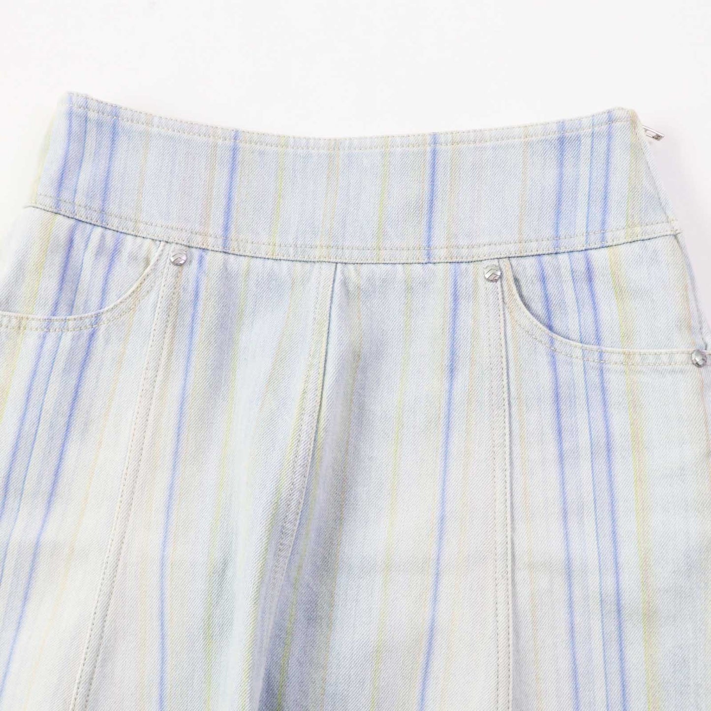 Chanel Stripe Skirt Light Blue 34 Classic Flap Tote