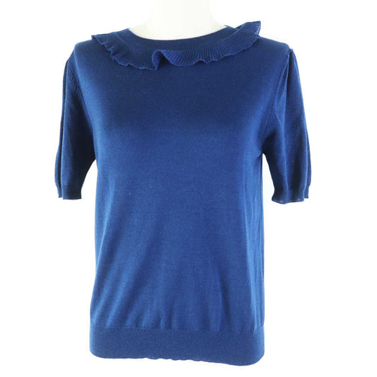 PRADA Short sleeve knit P24I0F Outer: 75% wool, Outer: 25% silk blue Women 40
