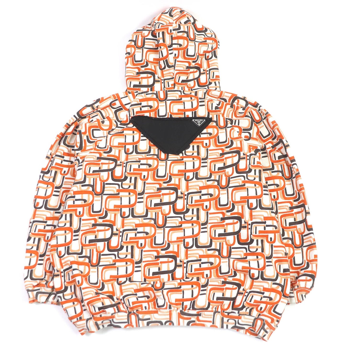 PRADA Hoodie 134628 Main: 100% cotton, Part: 95% cotton, Part: 5% elastane (polyurethane), Part: calf leather Orange mens M